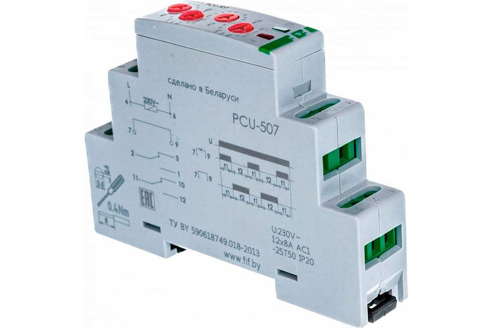 Реле времени PCU-507 2х8А 230В IP20 многофункц. (0,1сек.-24дней)