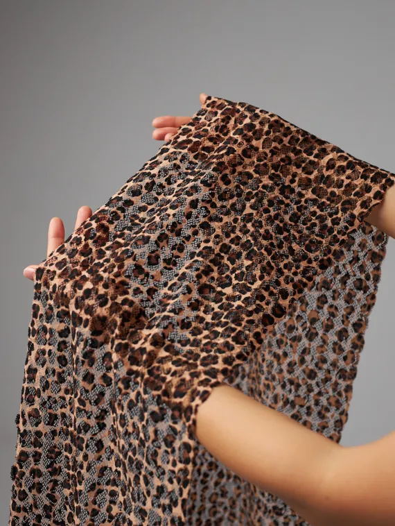 03-280 ОПТ Кружево эластичное 22 см, леопард, бежевый/черный