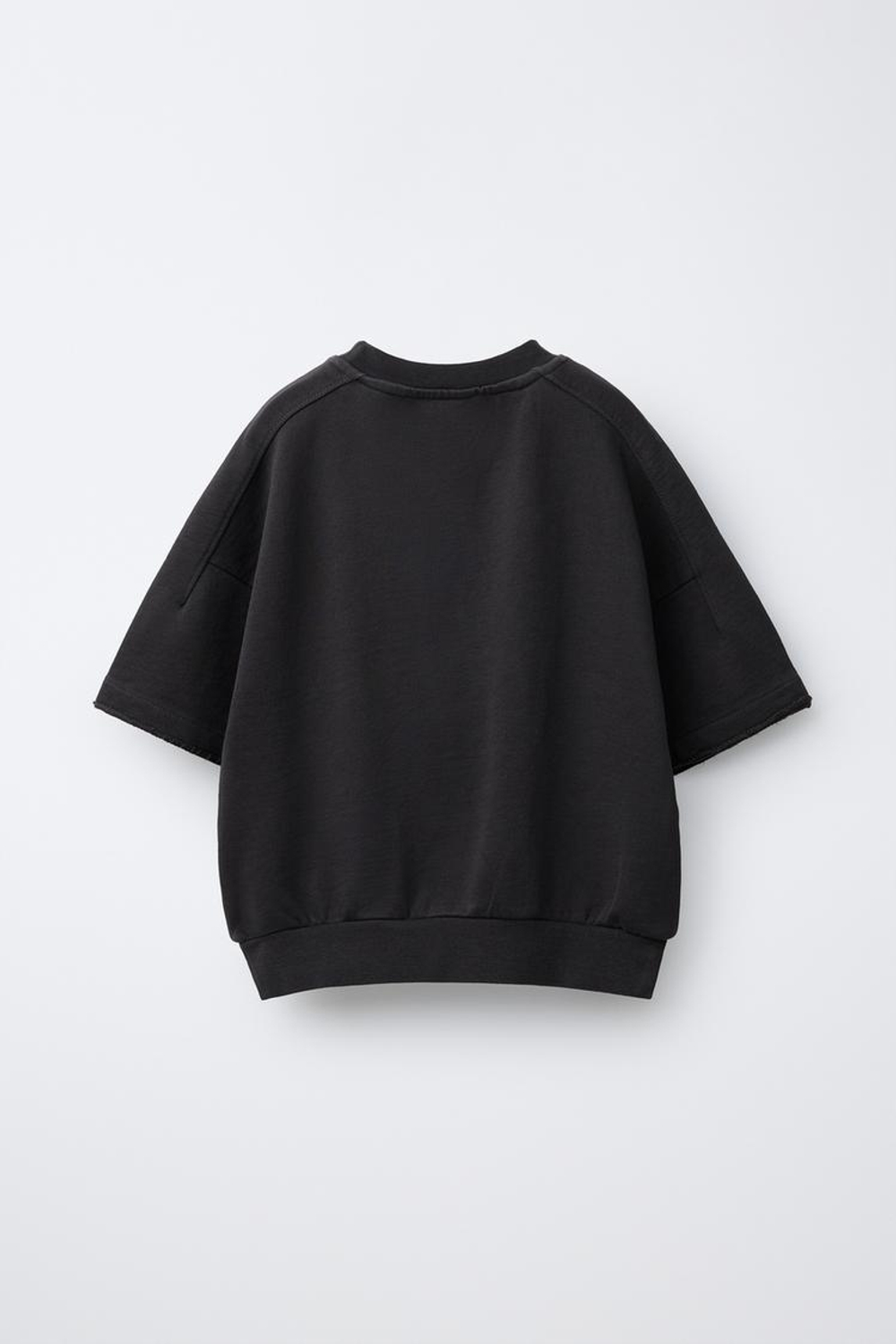 ZARA ФУТБОЛКА С НАДПИСЬЮ ИЗ ФУТЕРА, ТЕМНЫЙ АНТРАЦИТ