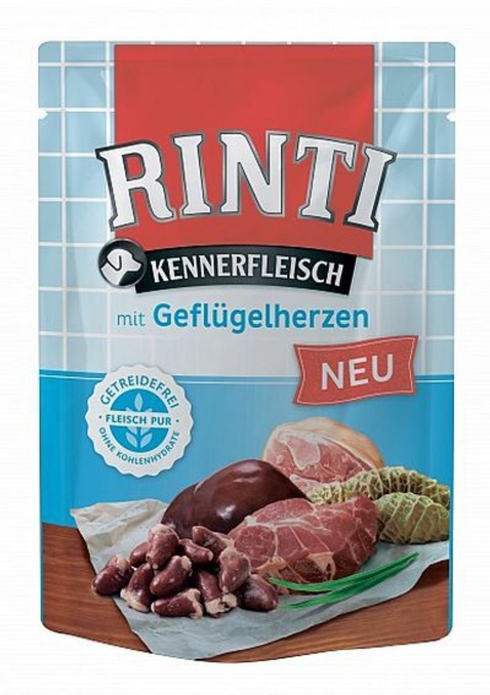 RINTI KENNERFLEISCH Паучи Куриные сердечки Влажный корм для собак  - 0,4 кг