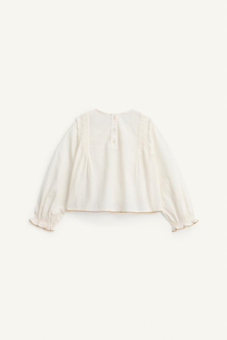 ZARA ОДНОТОННАЯ РУБАШКА С ВЫШИВКОЙ, ЭКРЮ