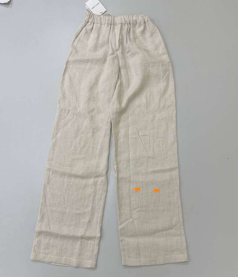 Дефект ткани. Брюки домашние из умягчённого льна 100%. Цвет айвори. Размер S. №4