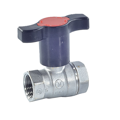 Кран шаровой латунь хром R251TH Ду 25 Ру42 ВР с Т-рукояткой красной удлиненная ручка Giacomini R251X055