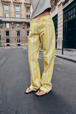 ZARA ДЖИНСЫ TRF ПРЯМОГО КРОЯ В ПОЛОСКУ, ПОЛОСКИ