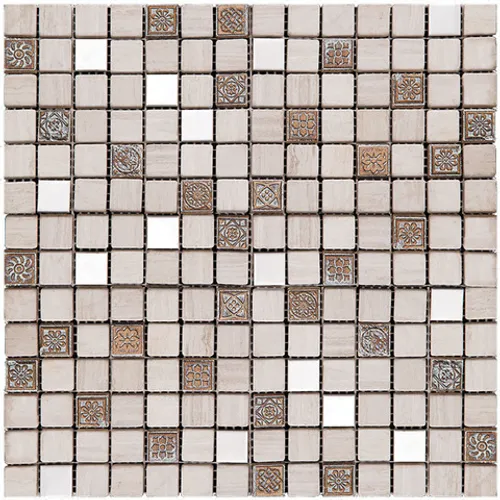 Мозаика из мрамор агломерат металл Natural PFM-2002 Antico серый коричневый квадрат