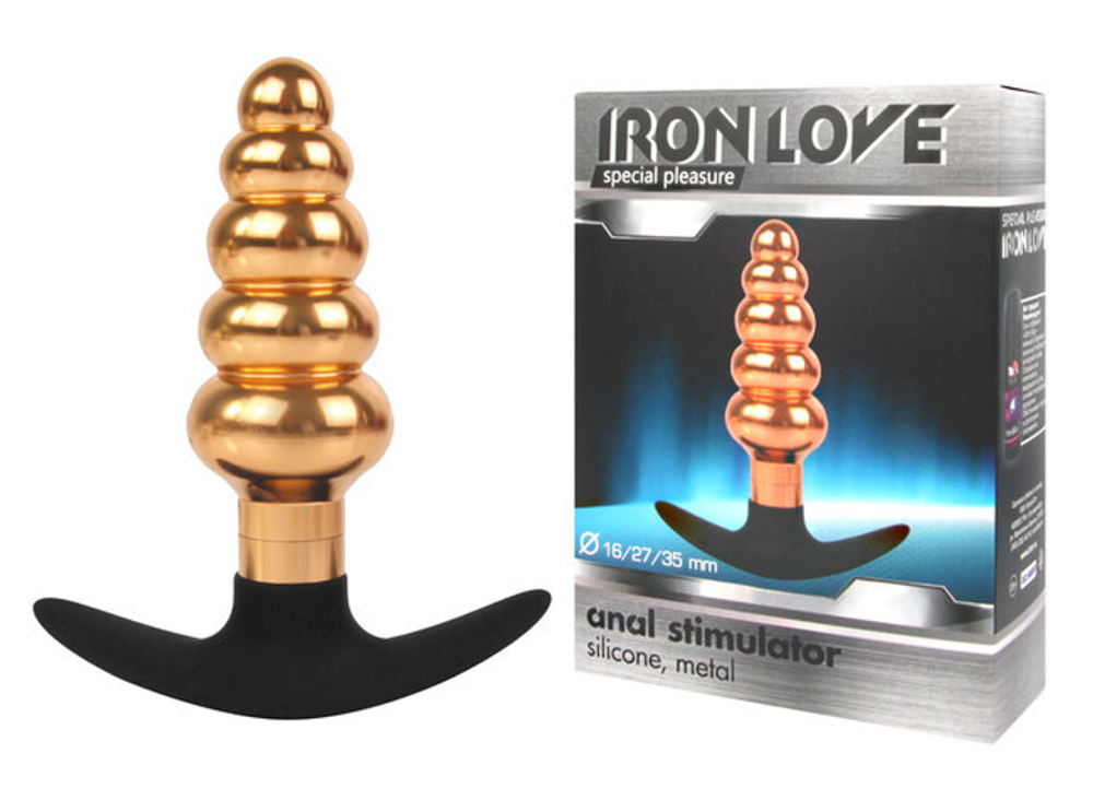 Большая металлическая анальная елочка для ношения (золотой) (Цвет: золотой с черным)