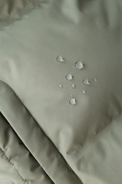 ZARA СТЕГАНЫЙ ПУХОВИК С КАПЮШОНОМ WATER REPELLENT, ХАКИ