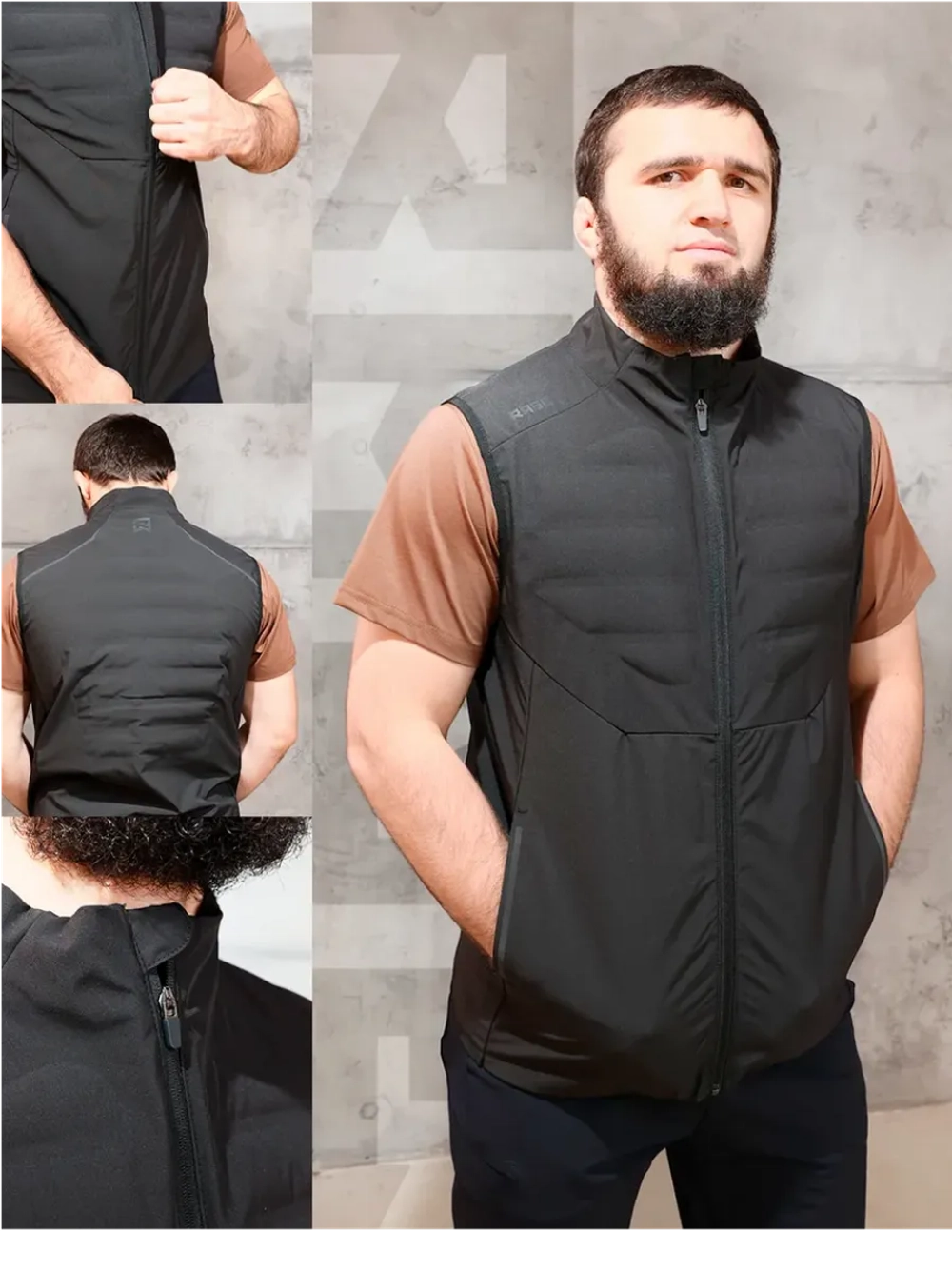 Легкий жилет без капюшона с водоотталкивающим материалом
