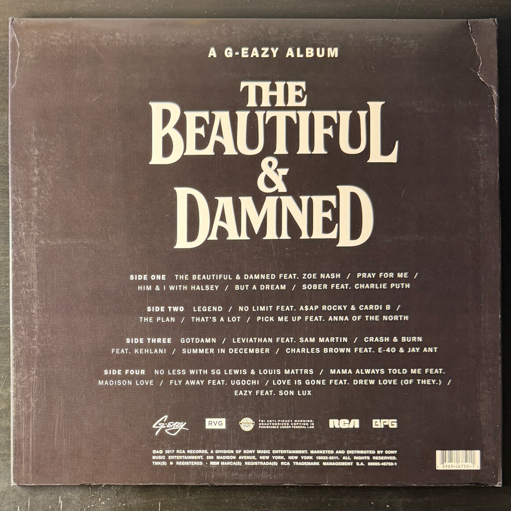 G-Eazy – The Beautiful & Damned 2LP (США 2018г.) Black/White Т
