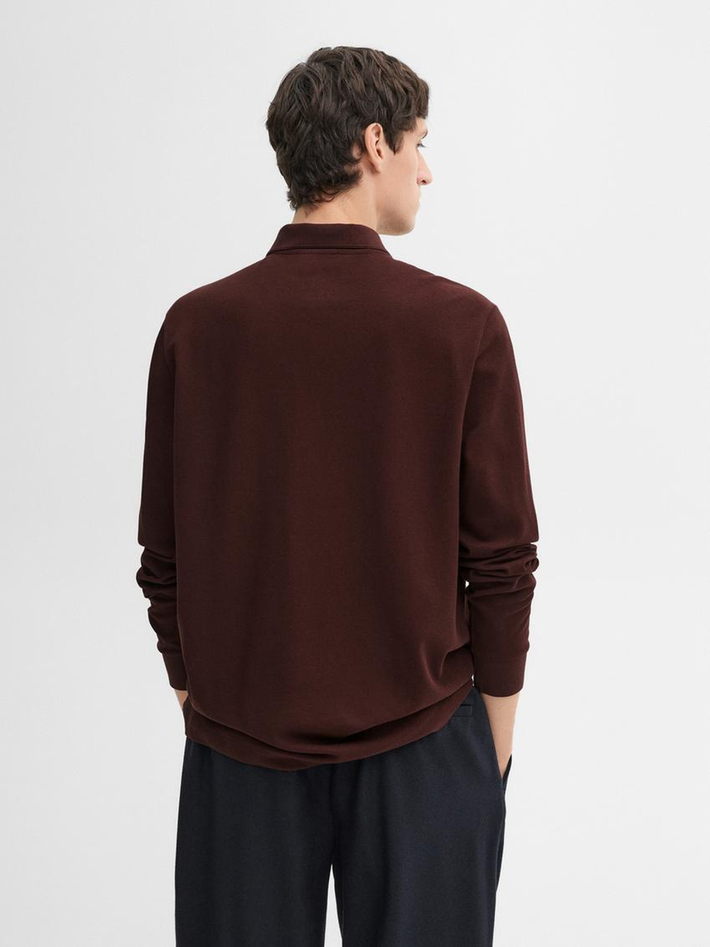 Massimo Dutti Поло с пуговицами, темно-гранатовый