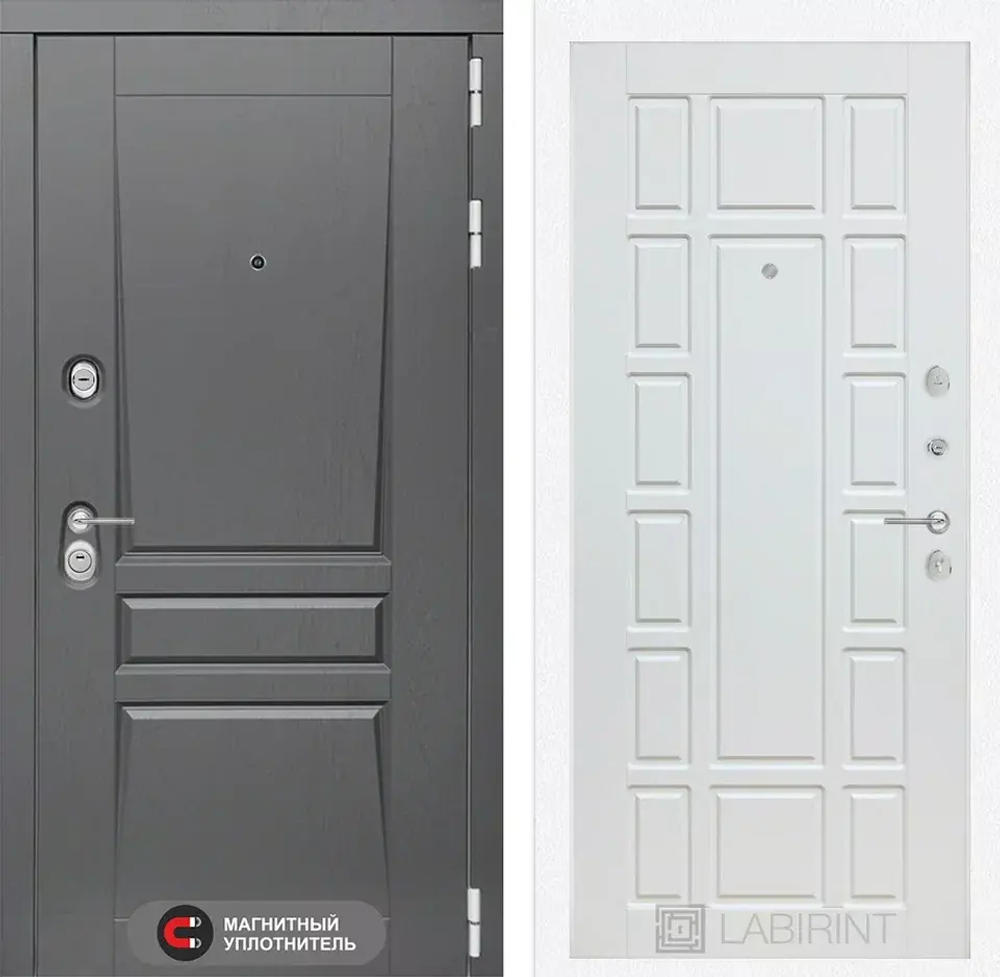 Дверь входная Лабиринт Платинум 12 - Белое дерево металлическая