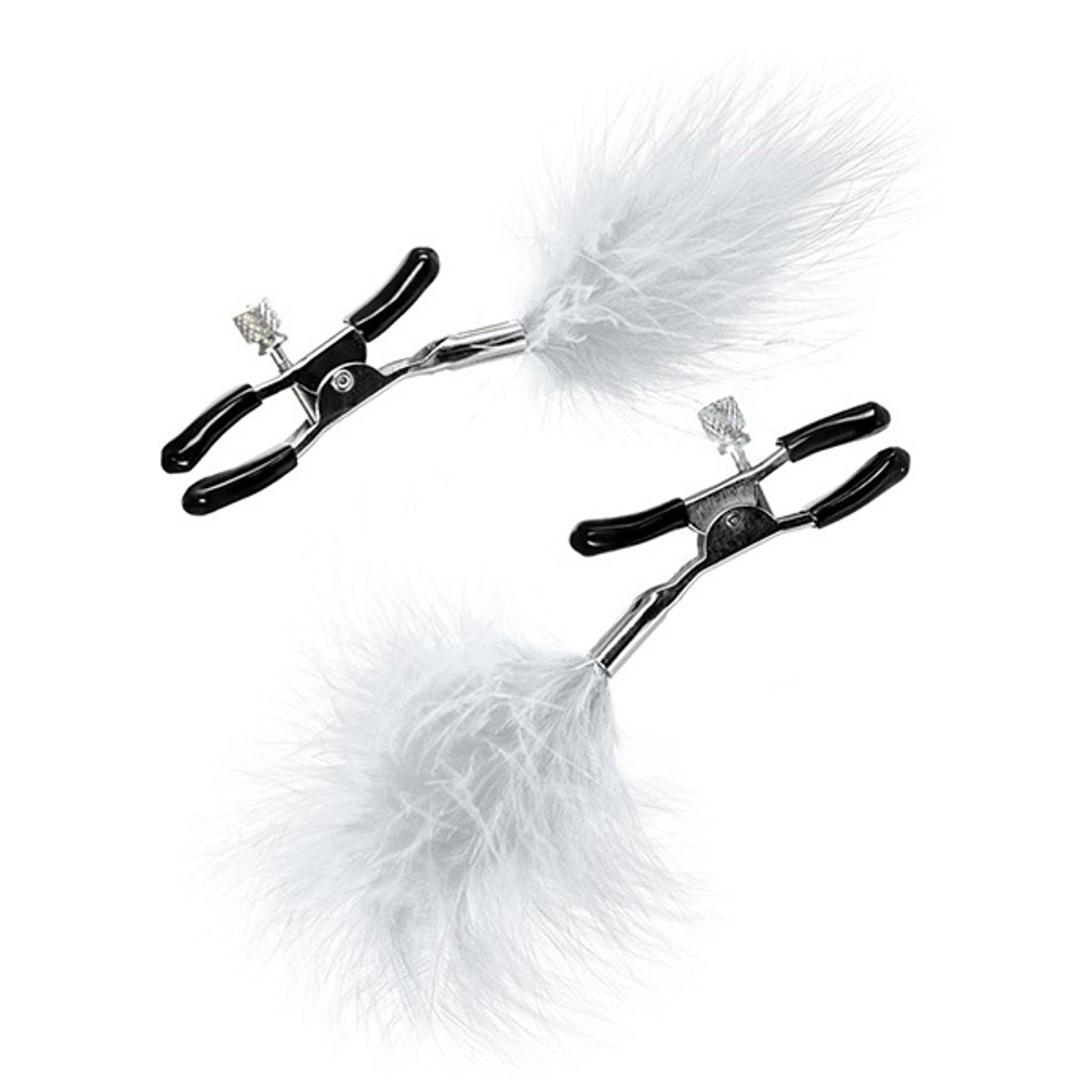 Зажимы для сосков с белым пухом ToyFa Theatre 705008