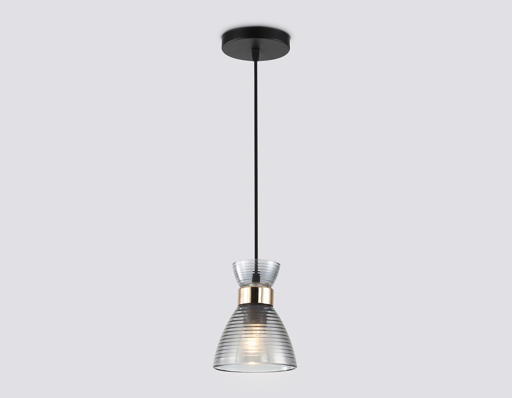 Светильник подвесной TR3406 BK/FGD/SM черный/золото/дымчатый E27 max 60W D135*1000