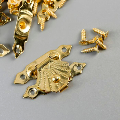 Замок металл для шкатулки золото + гвозд. 2х3 см 3539206