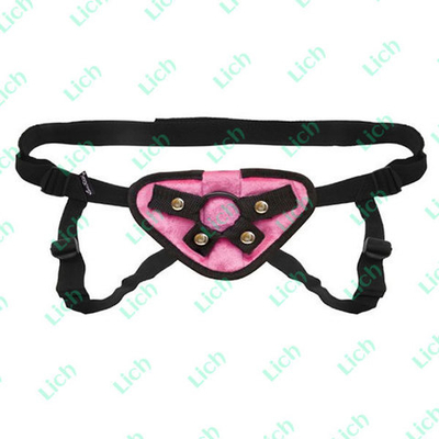 Черно-розовые плюшевые трусики для страпона