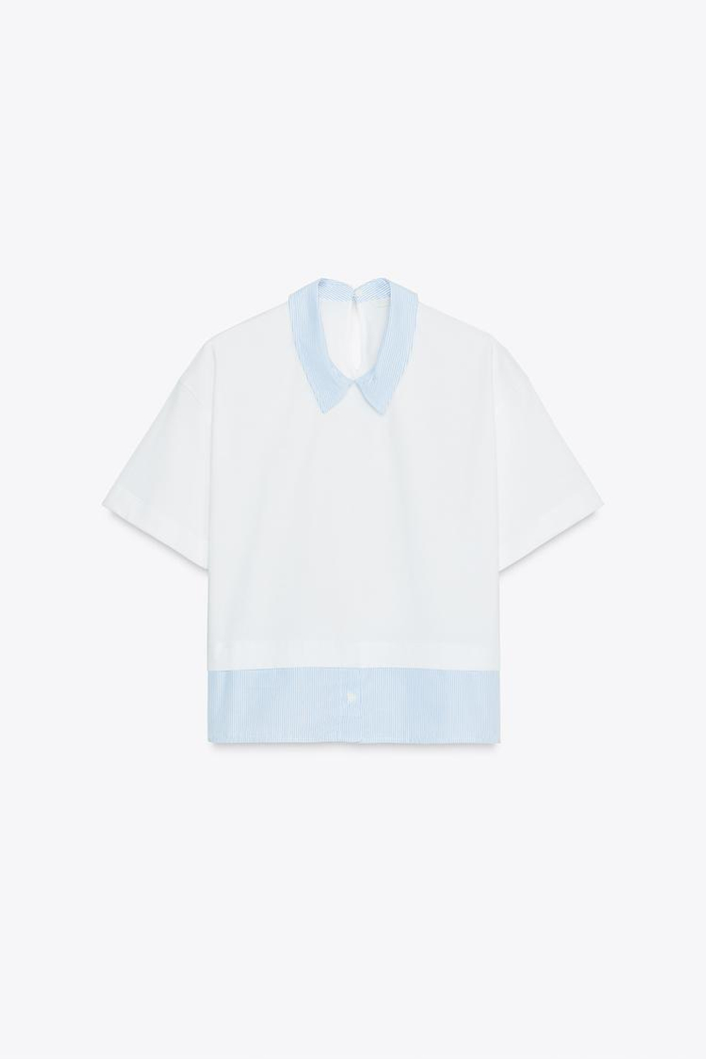 ZARA КОМБИНИРОВАННАЯ ФУТБОЛКА В ПОЛОСКУ, БЕЛЫЙ