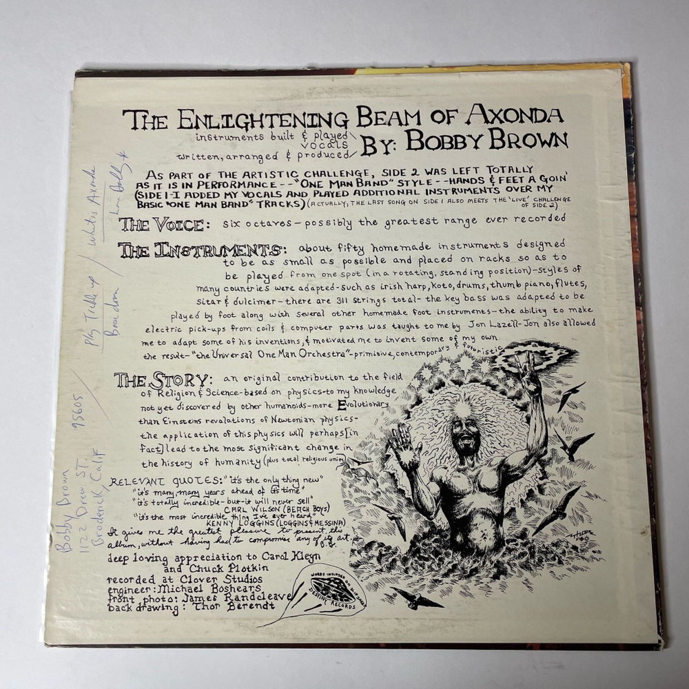 Винтажная виниловая пластинка LP Bobby Brown The Enlightening Beam Of Axonda (USA 1972)