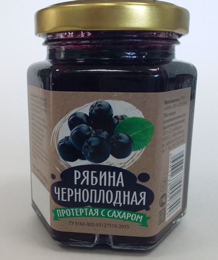 Рябина черноплодная перетертая с сахаром 220гр. от "НИВА"