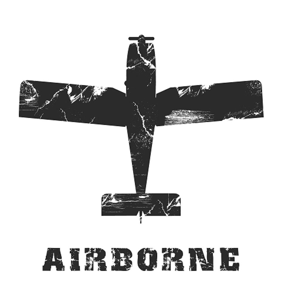 print PewPewCatс самолетом Airborn для белой футболки с черным рисунком