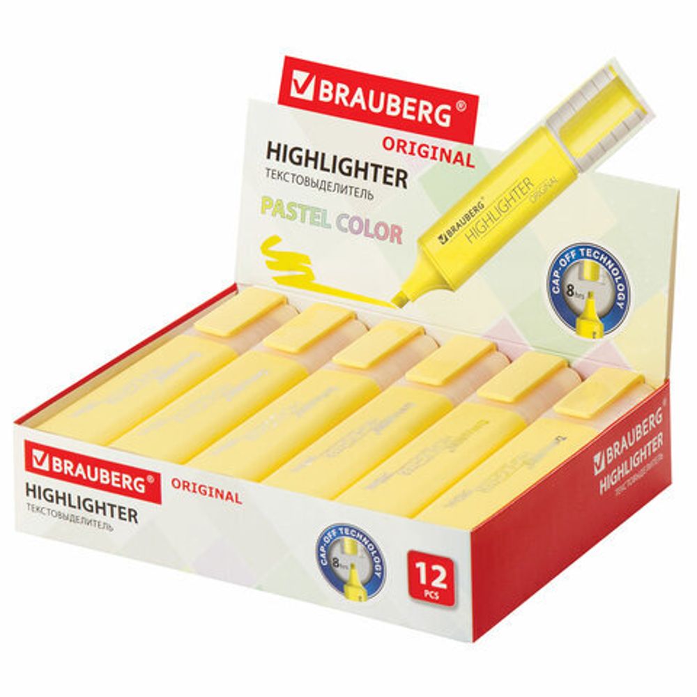Текстовыделитель BRAUBERG "ORIGINAL PASTEL", ВАНИЛЬ, линия 1-5 мм, 151691