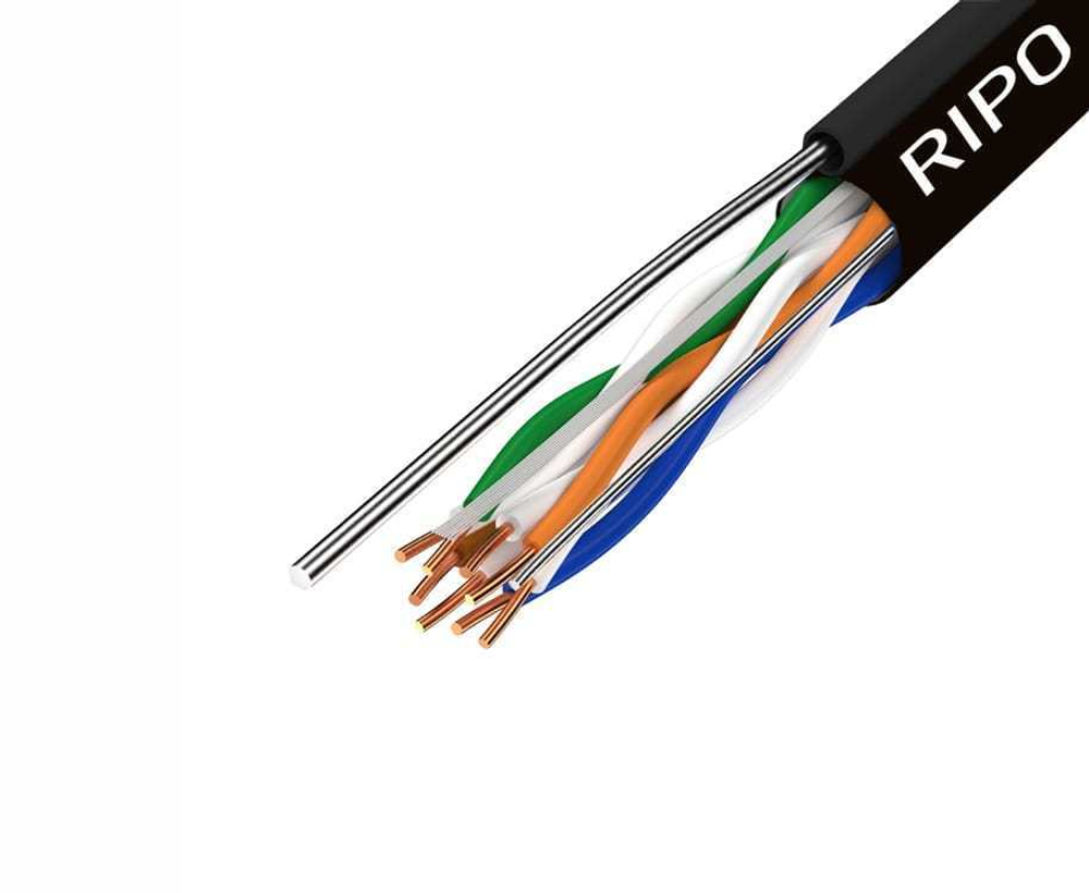 UTP4 CAT5E 24AWG Cu Ripo (outdoor) с одножильным тросом, черный, (2х305м)