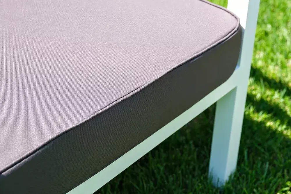 "Эстелья" диван 3-местный, каркас алюминий белый муар, ткань темно-серая 027