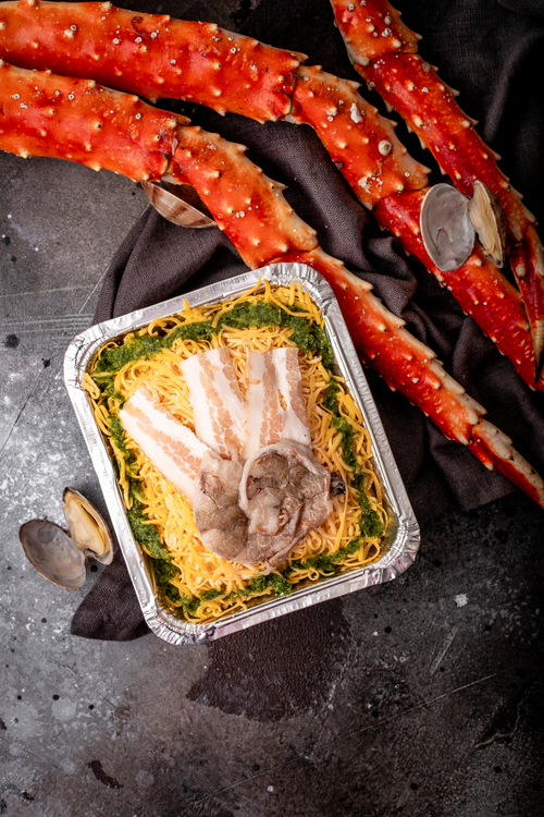 Лазанья с креветкой и беконом с сыром чеддер и базиликом 350 гр