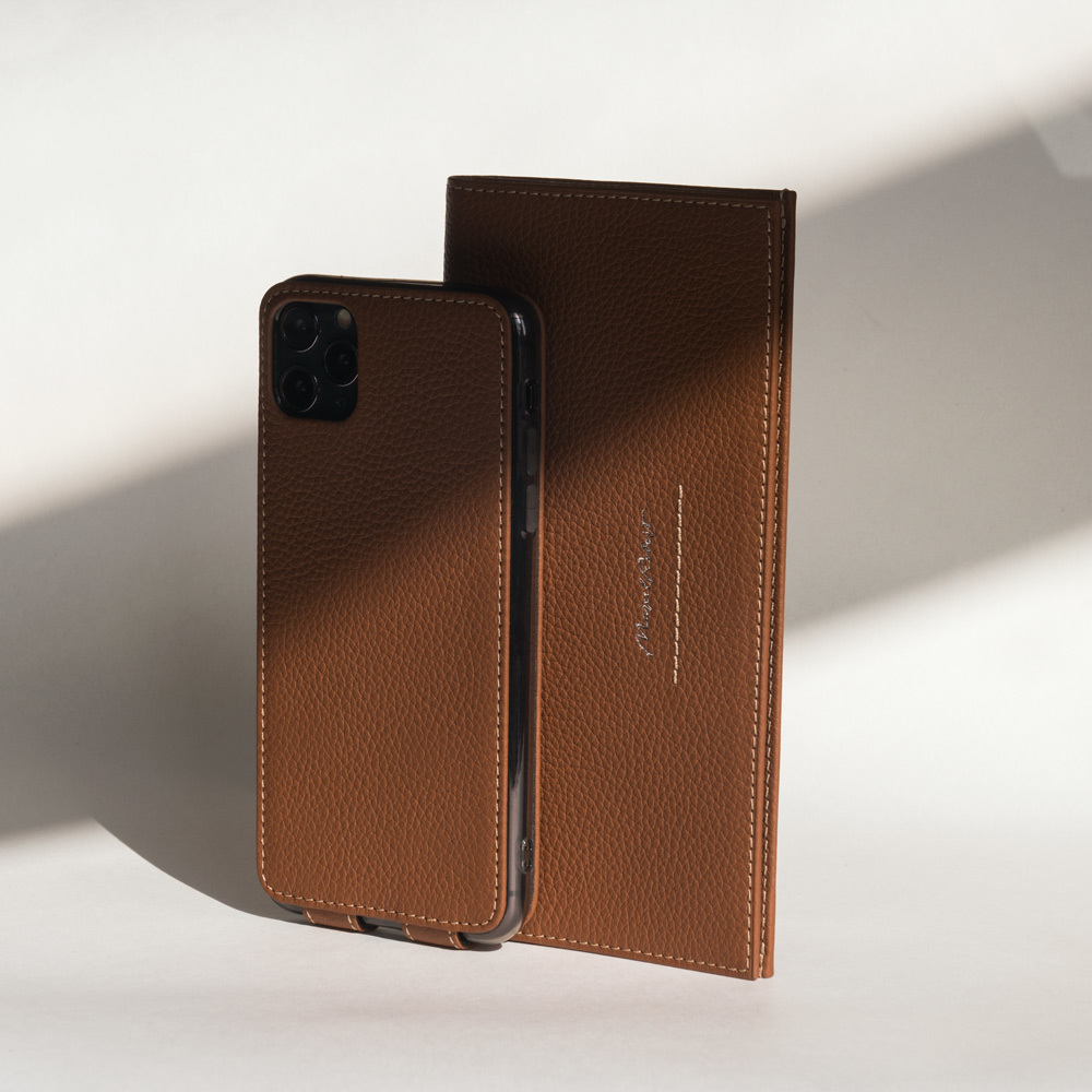 Чехол для iPhone 11 Pro Max из натуральной кожи теленка, цвета карамель