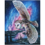 Алмазная мозаика на подрамнике с полным заполнением «МИР ЯРКИХ КРАСОК», полет совы, 30*40 см