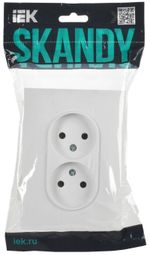 SKANDY Розетка 2-местная без заземления без защитных шторок 10А в сборе SK-R10W арктический белый IEK