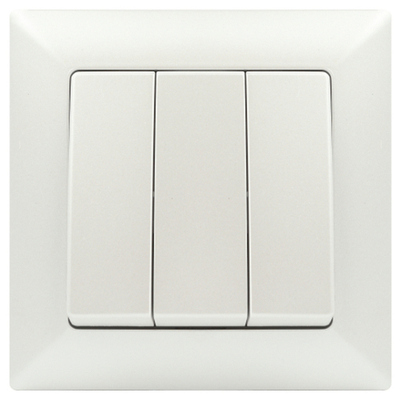 Выключатель Intro Solo 4-106-06 трехклавишный 10А-250В, IP20, СУ, перламутр
