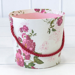 Коробка Ваза для цветов 15х13 см "Цветы" с ручкой (Белый)