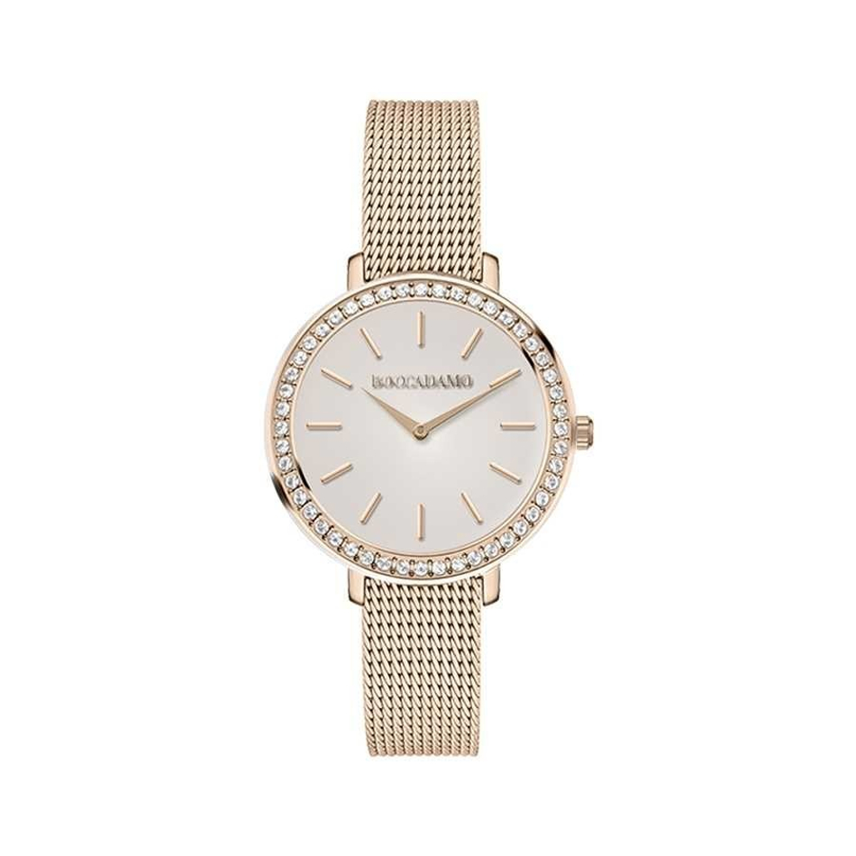 Часы Boccadamo Focus Rosegold FC003 BW/RG с минеральным стеклом, кристаллами Swarovski