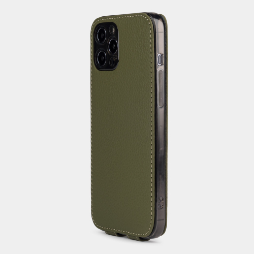 Чехол для iPhone 12 Pro Max из натуральной кожи теленка, зеленого цвета