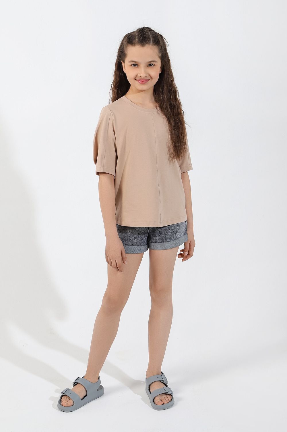 Фуфайка (футболка) для девочки Гретта-4 Виотекс БЕЖЕВЫЙ