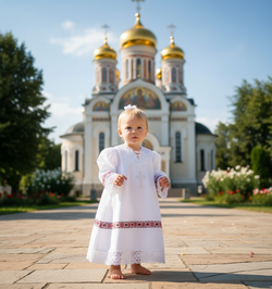 Крестильная рубашка для девочки "Русский стиль"