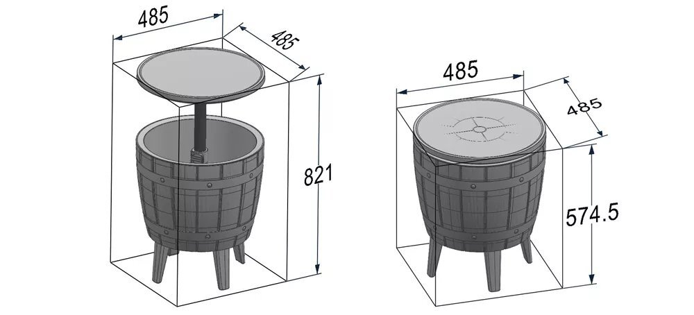 Стол пластиковый мини-бар Tagliamento Nova Cool Bar, белый, тортора