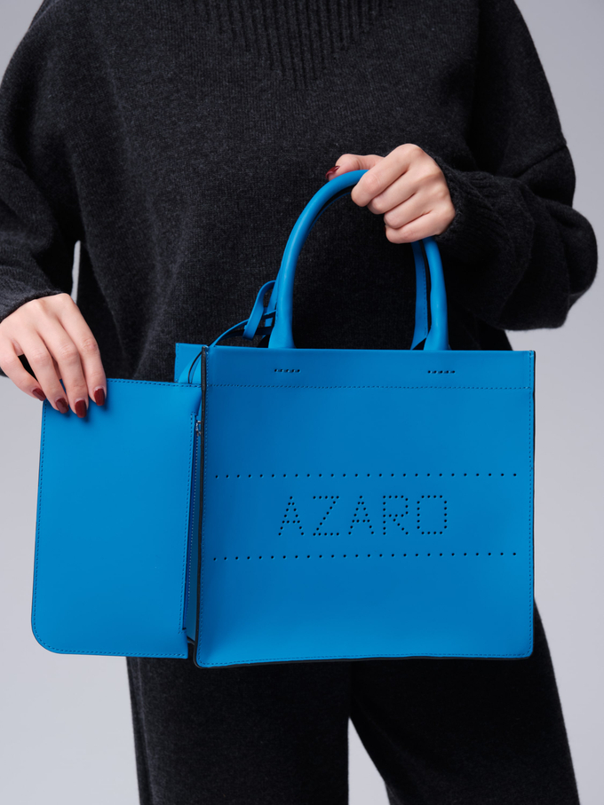 Сумка кожаная Azaro 30586 голубая река