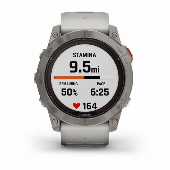 Garmin Fenix 7X Pro Sapphire Solar – титановый корпус, серо-оранжевый ремешок