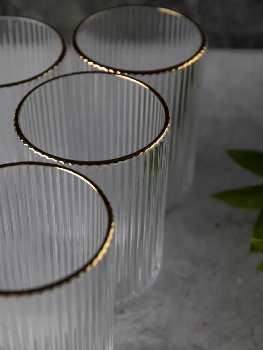 Набор бокалов для воды, 450мл. 6 шт. с золотой каймой