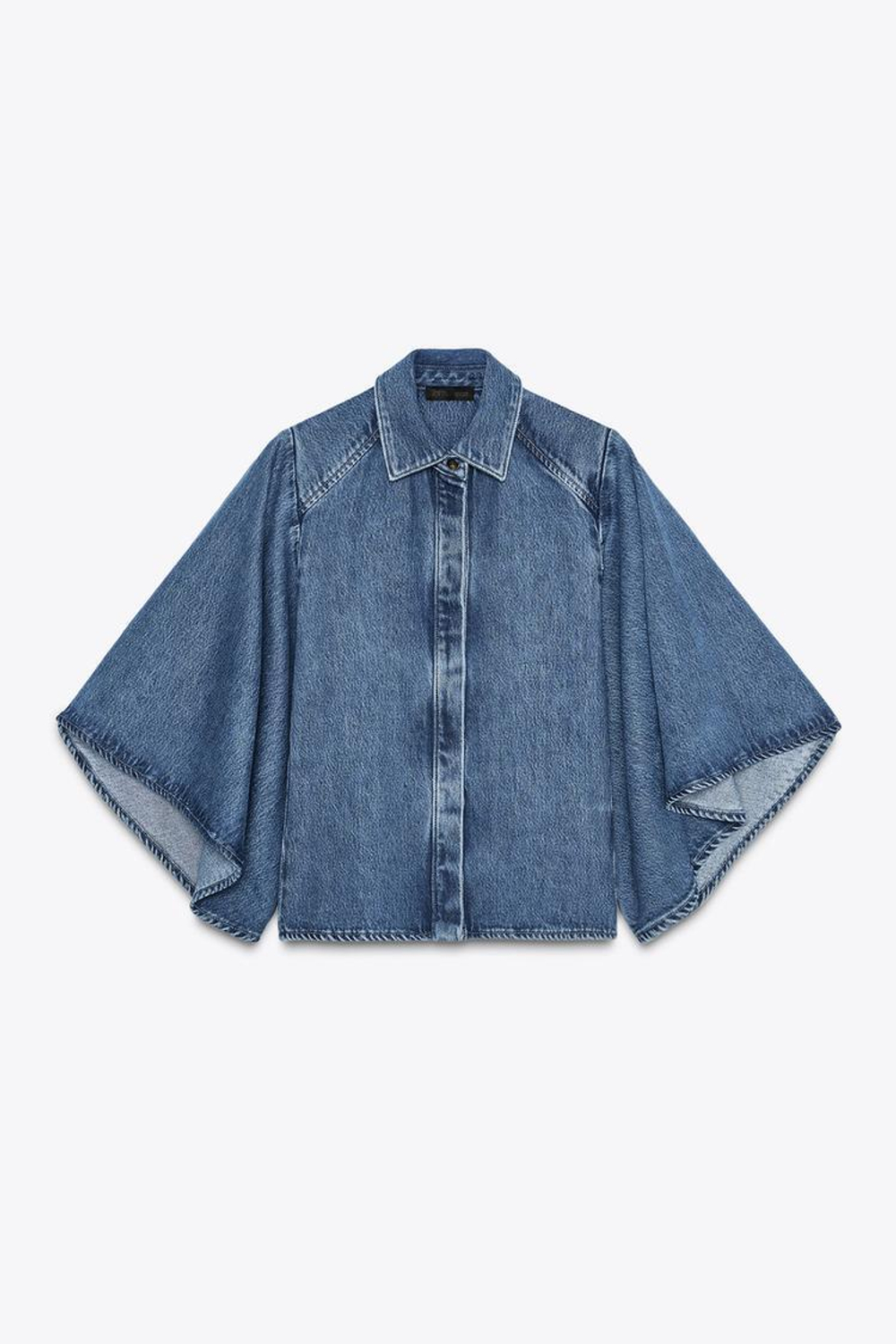 ZARA ДЖИНСОВАЯ РУБАШКА-КИМОНО — ZW COLLECTION, СИНИЙ