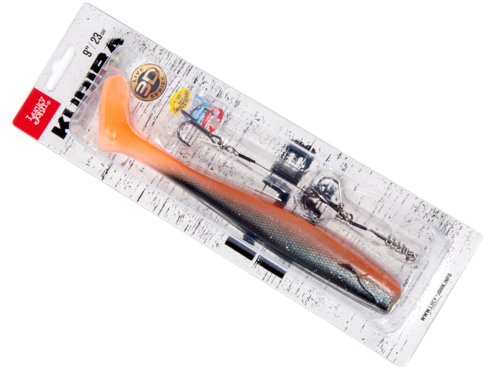 Набор Виброхвост + стингер LJ 3D Series Kubira Swim Shad 9" (22,8 см), цвет PG40, 1 шт.