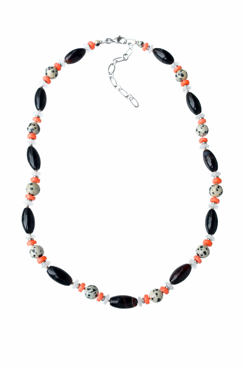 Бусы из натурального агата, яшмы и коралла