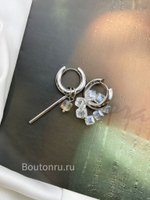 Серьги серебристые конго трансформеры с прозрачными подвесками "кубы"