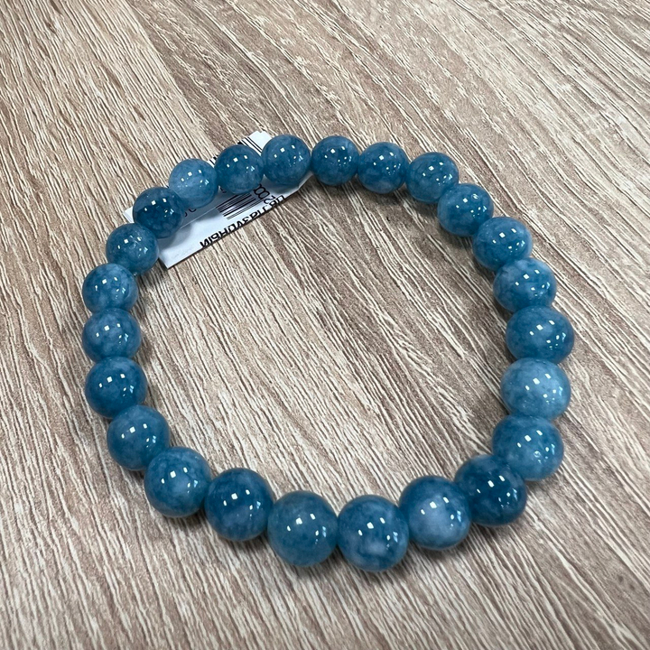 Браслет Кальцит тонированный шар 8 мм цвет лазурный