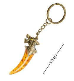 AM-1722 Брелок «Клык волка» (латунь, янтарь)