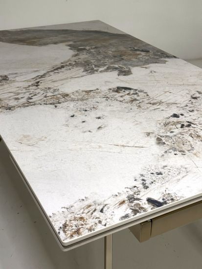 Стол ACERRA NEW 160 GLOSS LUXURY PANDORA SOLID CERAMIC/ каркас цвета шампань