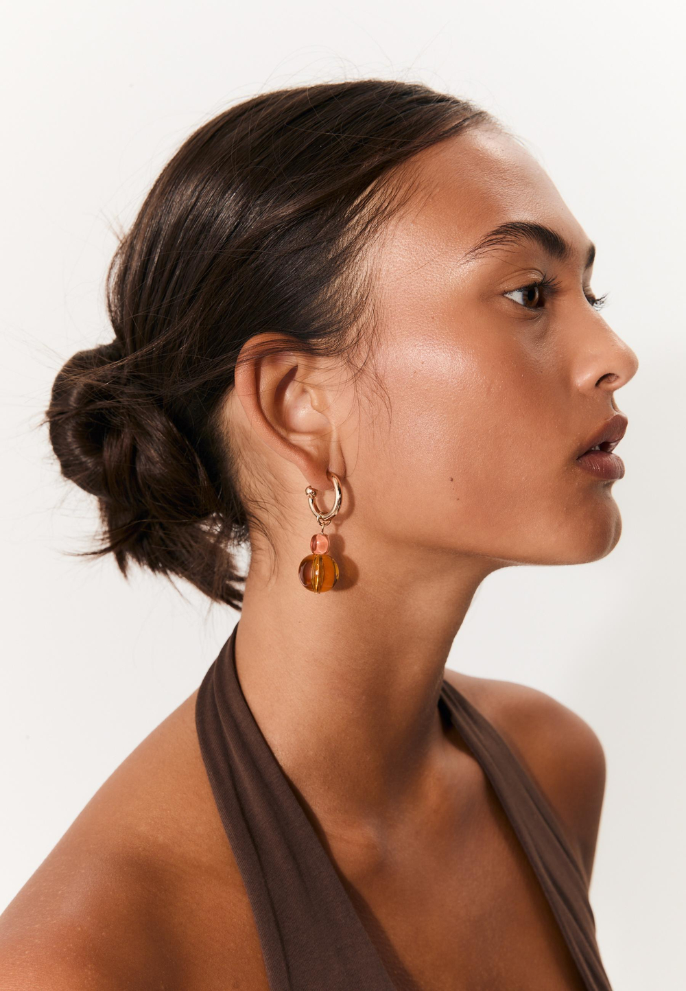 STRADIVARIUS Серьги-кольца из бисера, горчичный