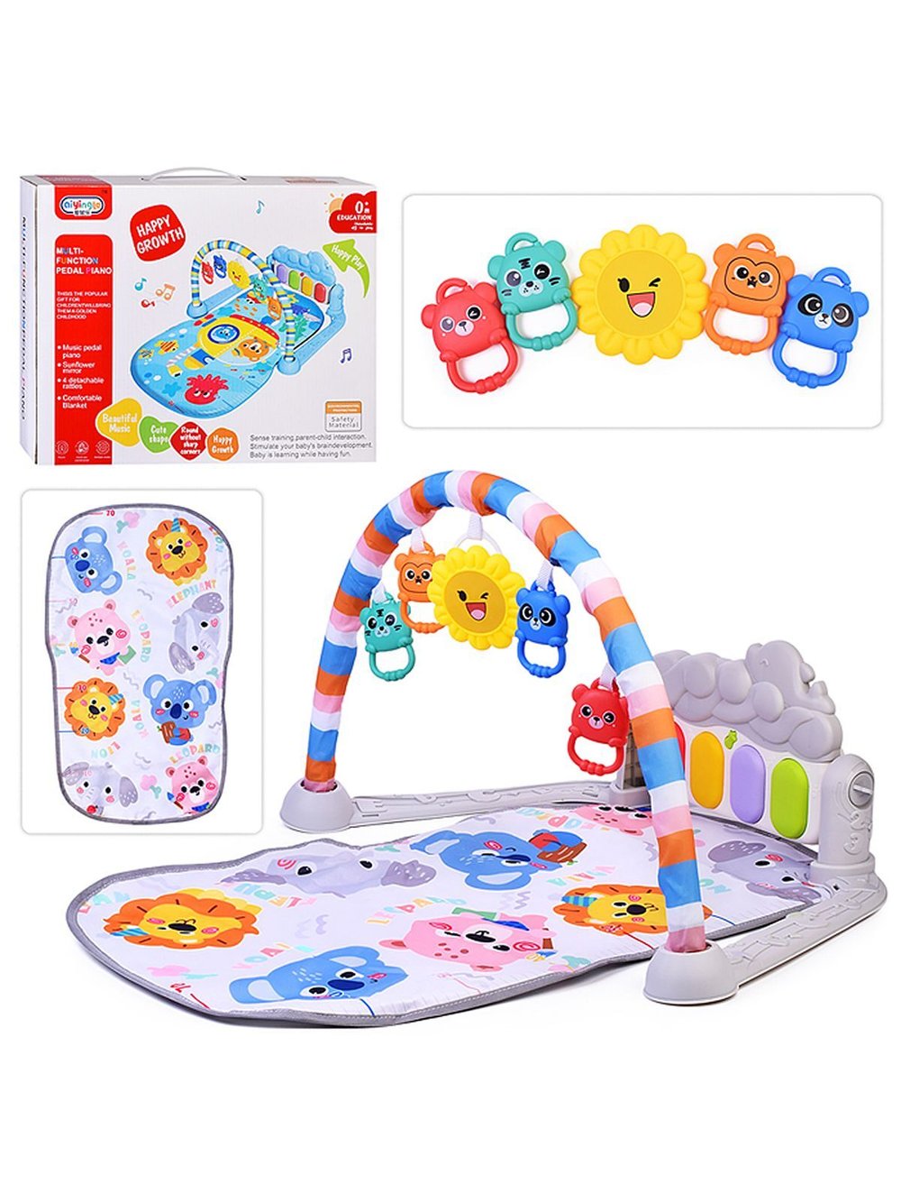 Коврик развивающий для малышей свет звук (368-82R)