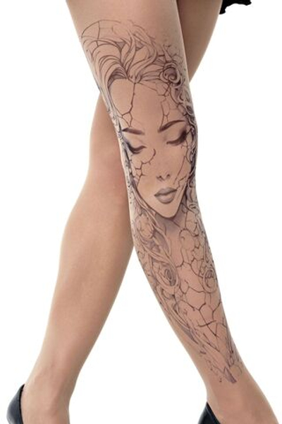 Колготки +size с принтом в виде скульптуры девушки (Размер: XL-XXL-XXXL) (Цвет: бежевый)